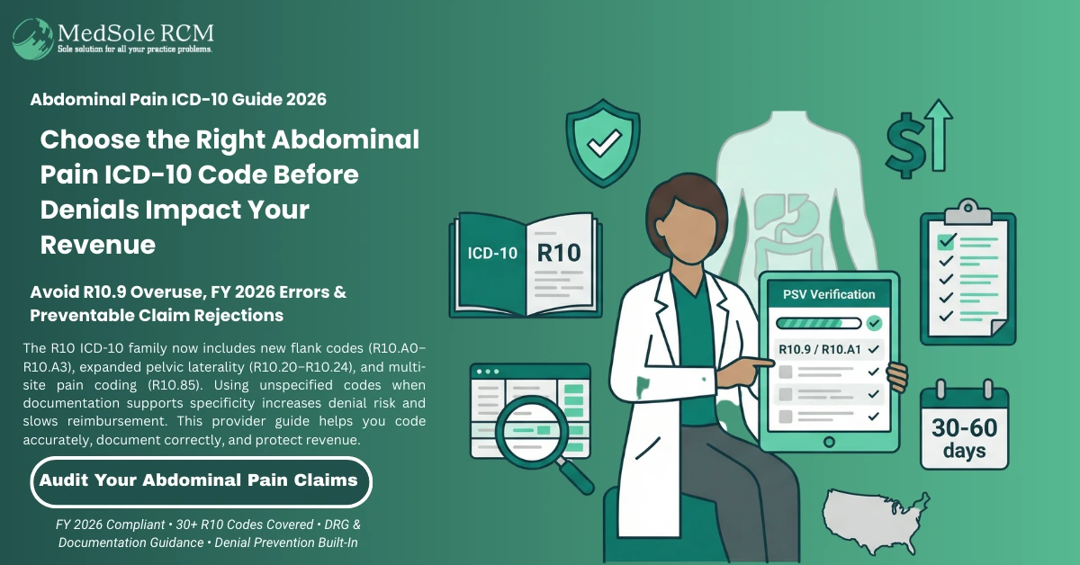 Abdominal Pain ICD-10 Codes: Complete Provider Guide to Clean Claims, Accurate Coding & Faster Reimbursement (FY 2026)