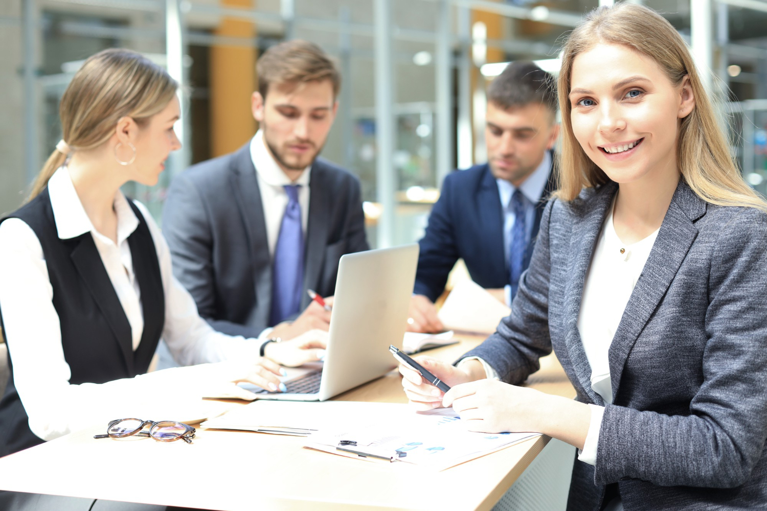 Professional team collaborating in an office