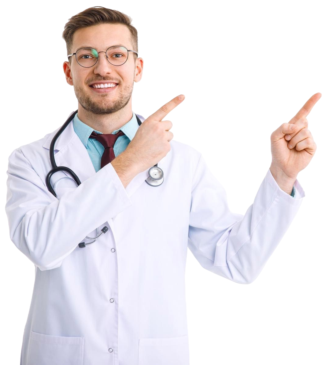 Professional doctor pointing to form