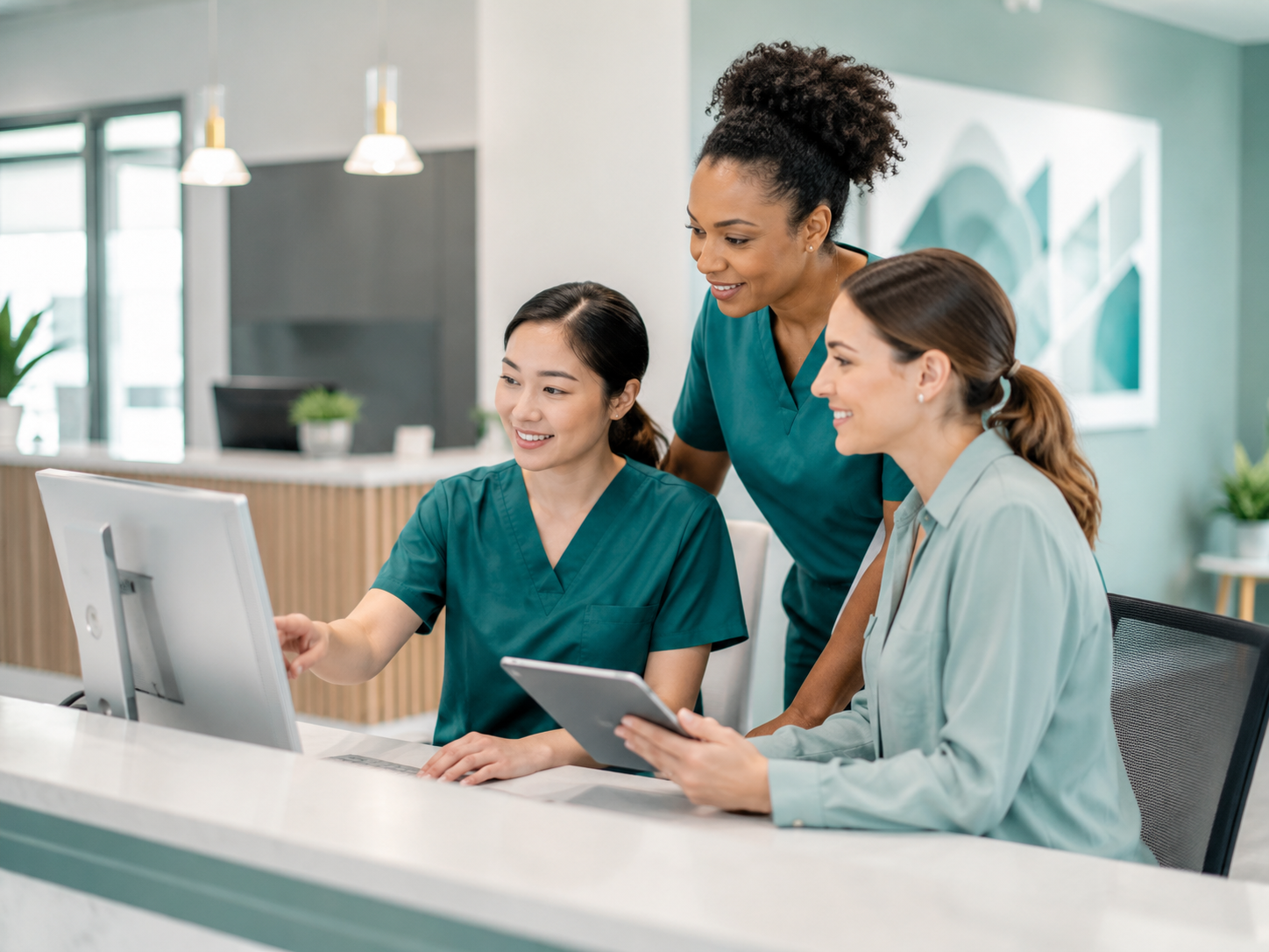 Healthcare team reviewing patient registration information